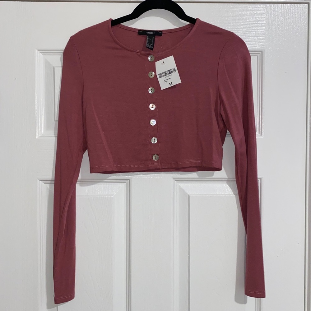Mauve long sleeve crop top